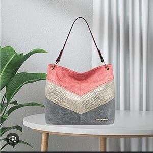 MontanaWest Large Hobo bag. 3 tone pink & gray